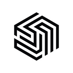 smart abstract square logo in endless lines