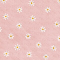 Watercolor Daisy flower on pink background