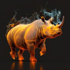 Rhino's Dance in Golden Hues 