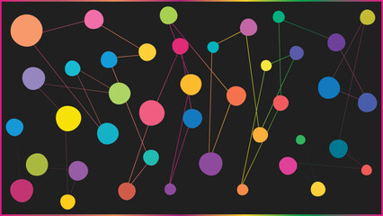 Abstract colorful dots and line art background