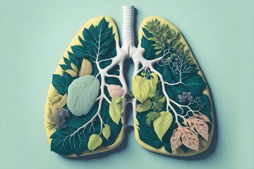 Conceptual Pastel Flora Anatomy Lung: Commemorating World Tuberculosis Day with a Quit Smoking Message