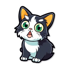 Obraz premium Cartoon sticker with a kitten. sticker for printing. Generative AI