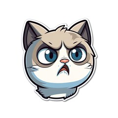 Cartoon sticker with a kitten. sticker for printing. Generative AI