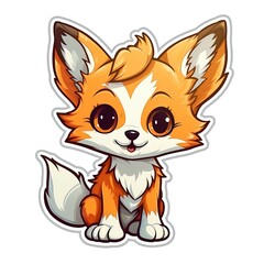 Fototapeta premium Cartoon sticker with a fox cub. sticker for printing. Generative AI