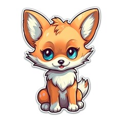 Fototapeta premium Cartoon sticker with a fox cub. sticker for printing. Generative AI