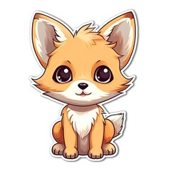 Cartoon sticker with a fox cub. sticker for printing. Generative AI