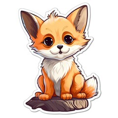 Obraz premium Cartoon sticker with a fox cub. sticker for printing. Generative AI