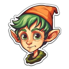 Cartoon sticker elf boy. sticker for printing, Generative AI