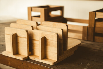 wood board material industrial, using with carpenter machine equipment for wooden business construction factory, work about natural wood plank texture pattern in brown color, wooden stack background