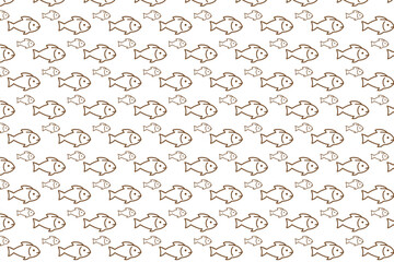 vector Brown hand drawn fish pattern