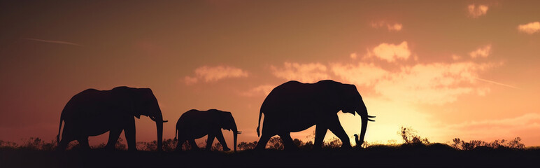 Fototapeta na wymiar Generative Ai image of an elephant family walking