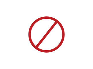 red prohibition sign on white plate isolated on white background.	