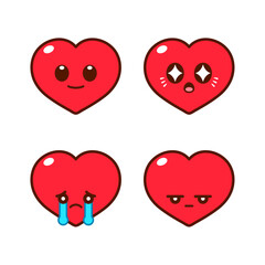 Set of Cute Heart Stickers