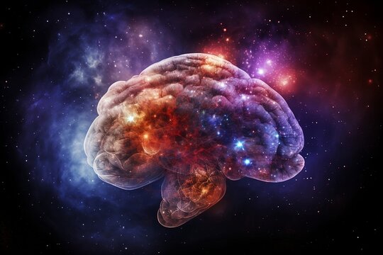 A colorful galaxy brain composed of stars