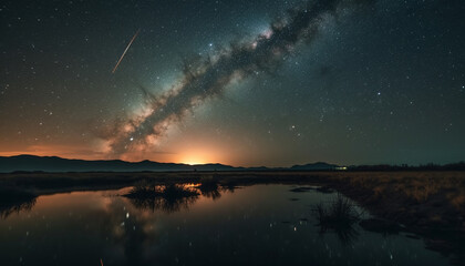 Fototapeta na wymiar The Milky Way galaxy illuminates the tranquil night sky generated by AI
