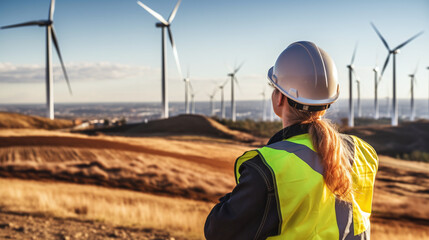 woman on wind farm