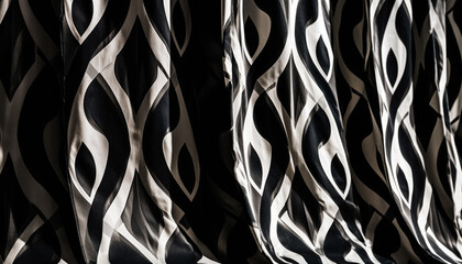 Geometric shapes and wave patterns create modern wallpaper decor generated by AI
