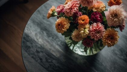 A colorful bouquet of fresh flowers brightens up the room generated by AI