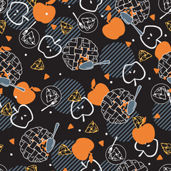 Naklejka premium Apple Pie Pastry Snack Time Vector Graphic Seamless Pattern