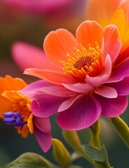 Fototapeta premium pink and yellow dahlia