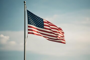 Fototapeta premium american flag on sky