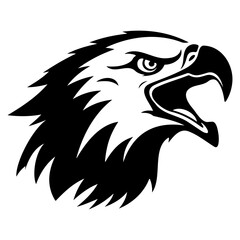 ferocious eagle, Angry eagle Face Side, eagle mascot logo, eagle Black and White Animal Symbol Design.