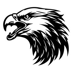 Fototapeta premium ferocious eagle, Angry eagle Face Side, eagle mascot logo, eagle Black and White Animal Symbol Design.