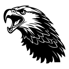 ferocious eagle, Angry eagle Face Side, eagle mascot logo, eagle Black and White Animal Symbol Design.