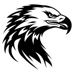 Obraz premium ferocious eagle, Angry eagle Face Side, eagle mascot logo, eagle Black and White Animal Symbol Design.