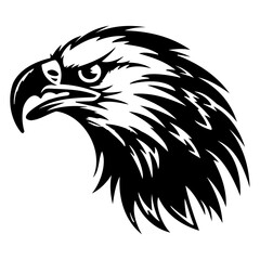 ferocious eagle, Angry eagle Face Side, eagle mascot logo, eagle Black and White Animal Symbol Design.