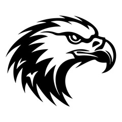 ferocious eagle, Angry eagle Face Side, eagle mascot logo, eagle Black and White Animal Symbol Design.