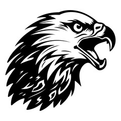 ferocious eagle, Angry eagle Face Side, eagle mascot logo, eagle Black and White Animal Symbol Design.