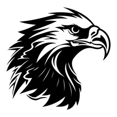 ferocious eagle, Angry eagle Face Side, eagle mascot logo, eagle Black and White Animal Symbol Design.