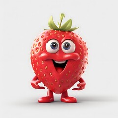 Fototapeta premium cute strawberry mascot smiling made with generative ai