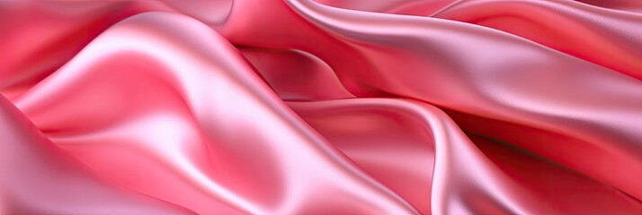 Obraz premium Satin silk fabric background. Rippling scarf texture. Luxury shiny wallpaper in pink.