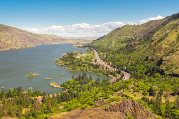 Beautiful view at the Columbia River from Rowena Crest viewpoint in Oregon