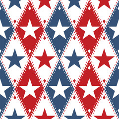Red white and blue patriotic pattern with stars - 604235740