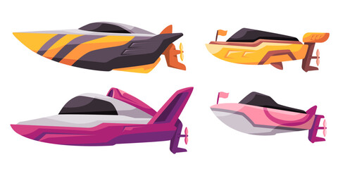 speed boat sport sail fast powerboat ocean transportation modern activity yellow and pink color