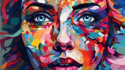 Colorful abstract face collage. 