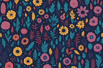  Patterns of Flowers Colorful Background , Soft Vector Art, Aİ, 
 