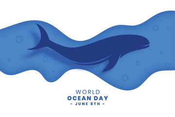 celebrate world ocean day background with lovely whale design