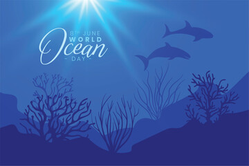 beautiful world ocean day concept background protect earth's water and marine life