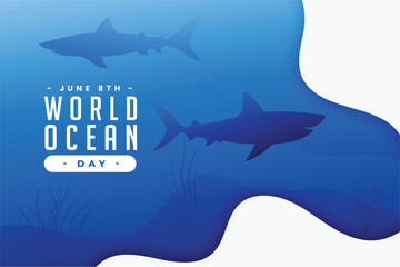 stylish world ocean day background protect underwater aquatic life