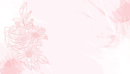 elegant line style blossom floral design pink wallpaper