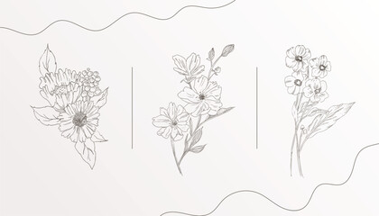 abstract hand drawn organic floral design banner in pack