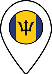 Barbados flag map pin navigation icon.