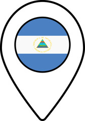 Obraz premium Nicaragua flag map pin navigation icon.