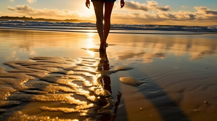 Golden Sands: Serenity and Tranquility of a Summer Beach Walk