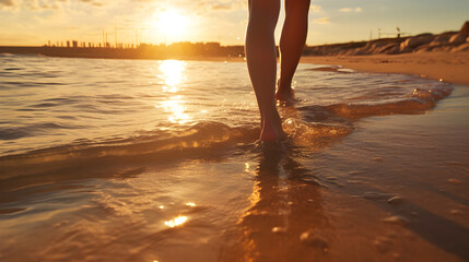 Golden Sands: Serenity and Tranquility of a Summer Beach Walk