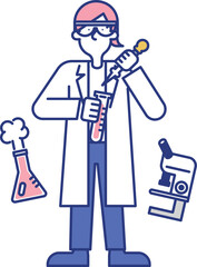 試験管を使って研究する男性